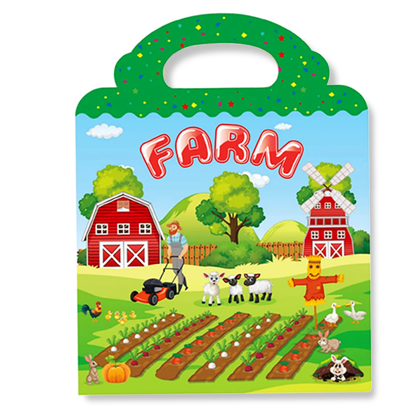 Reusable Sticker Books for Kids - Farm Animal Educational Learning Toys for 3-5 Year Old Boys & Girls, Perfect Travel Activity & Birthday Gift for Toddlers | Fun Classroom & Airplane Entertainment