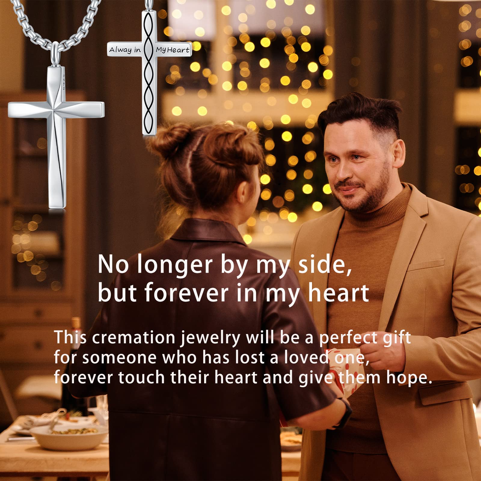 Sterling Silver Cross Urn Necklace for Men & Women - Cremation Memorial Pendant with 20