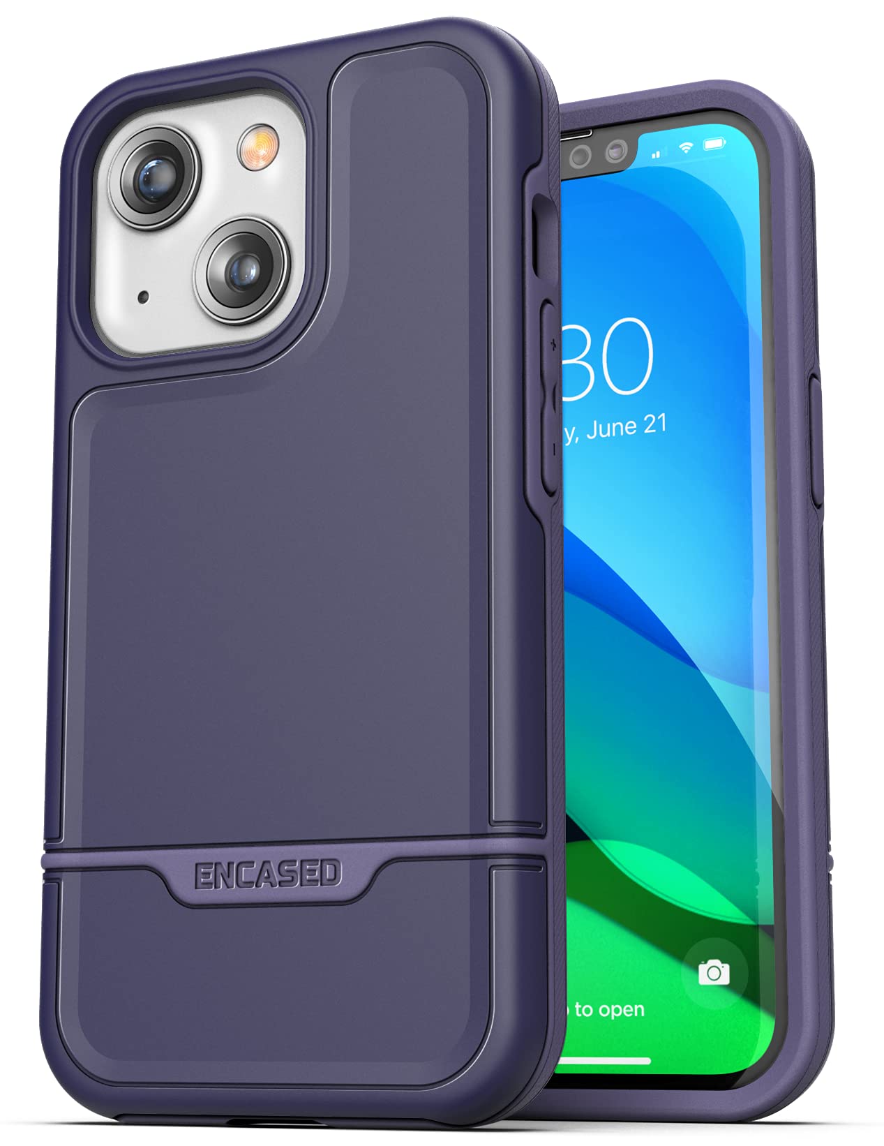 ENCASED Rebel Series Shockproof Protective Case for iPhone 13 - Slim Fit, Military-Grade Drop Protection, Anti-Scratch Cover (Purple) - Perfect for Outdoor Activities, Travel & Daily Use