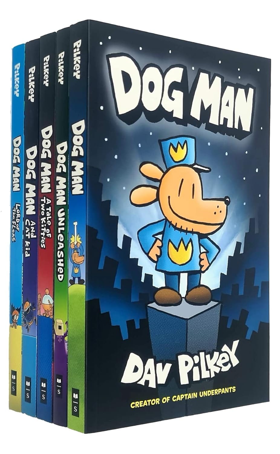 Dog Man Book Series Collection - 5 Books Set by Dav Pilkey (Includes: Dog Man, A Tale of Two Kitties, Unleashed, Lord of the Fleas & Cat Kid) | Complete Adventure Series for Kids | Perfect for Young Readers, Gifts & Classroom Libraries