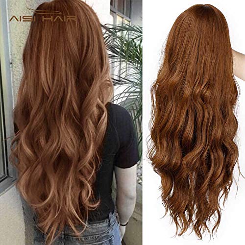 Long Mixed Brown Synthetic Women's Wig with Heat-Resistant Fibers - 26 Inch Yama Brown for Cosplay, Halloween, and Daily Fashion Styling