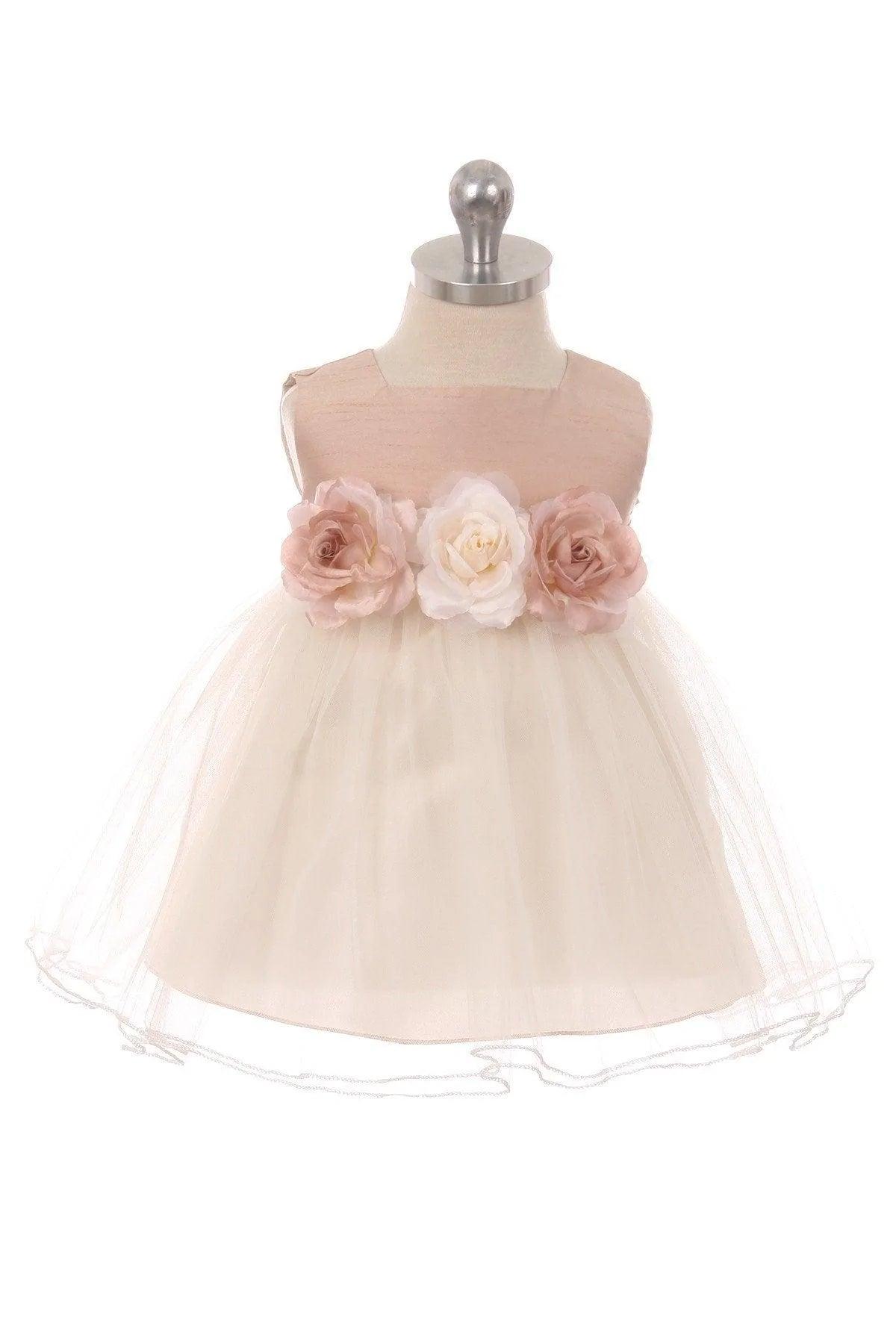 Vintage Rose Floral Baby Girl Dress - KD428 | Elegant Party & Photo Shoot Outfit for Toddlers & Infants