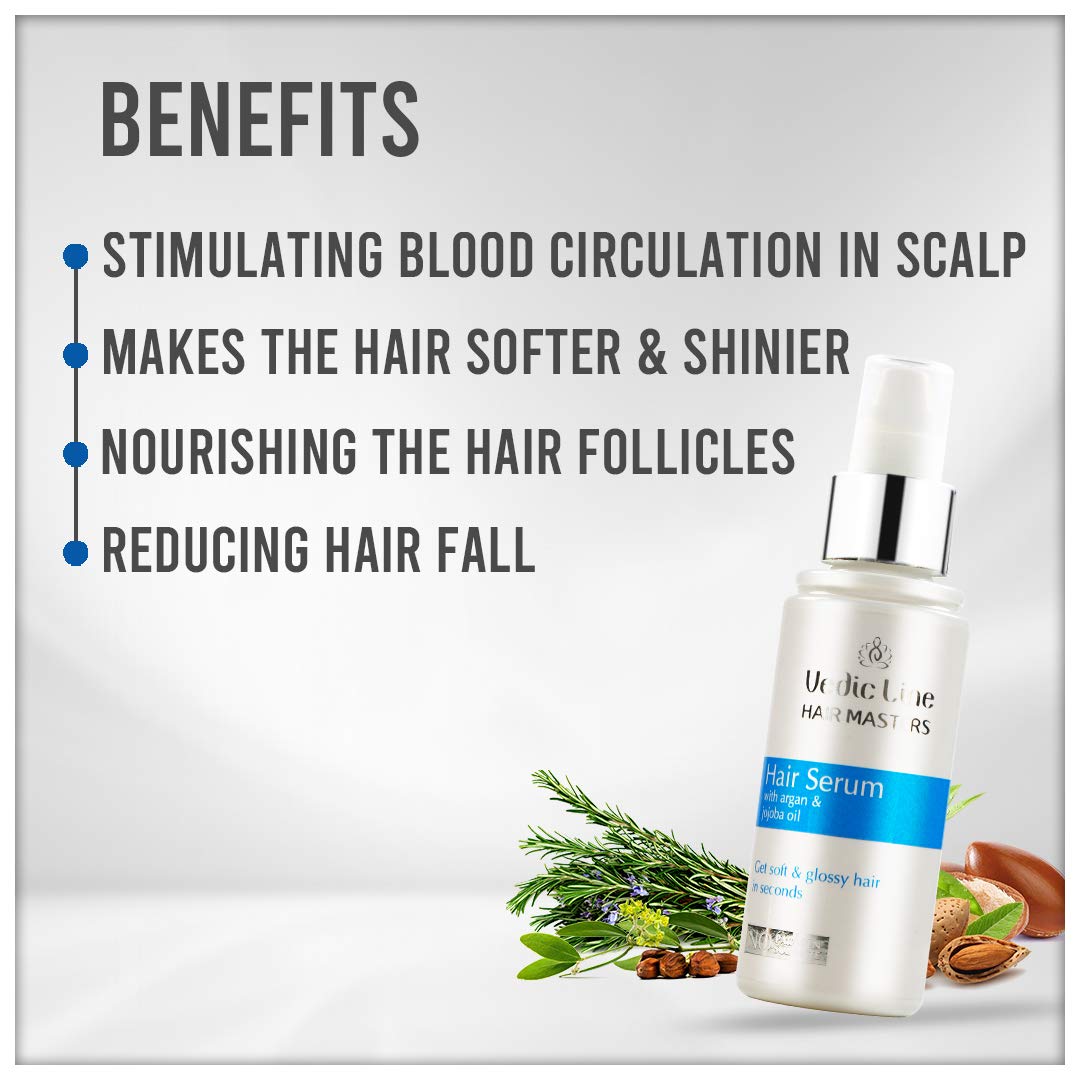 Vedicline Hair Serum with Argan & Jojoba Oil - Repair Split Ends, Reduce Frizz & Improve Hair Texture for Healthy, Shiny Hair - 100ml | Perfect for Daily Hair Care & Styling