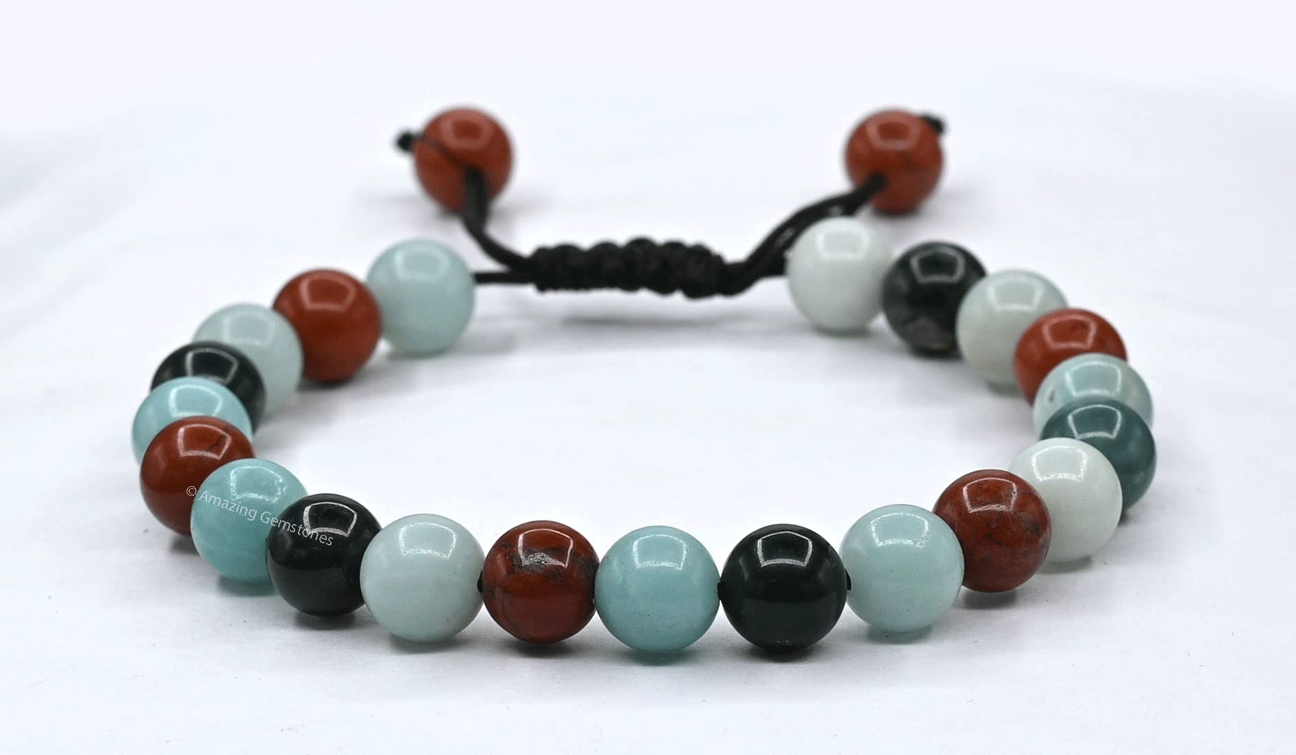 Healing Bracelet Set for Women & Men - Moss Agate, Amazonite & Red Jasper Adjustable Bracelets for Anxiety Relief, Stress Reduction & Positive Energy - Perfect for Meditation, Wellness Gifts & Daily Wear