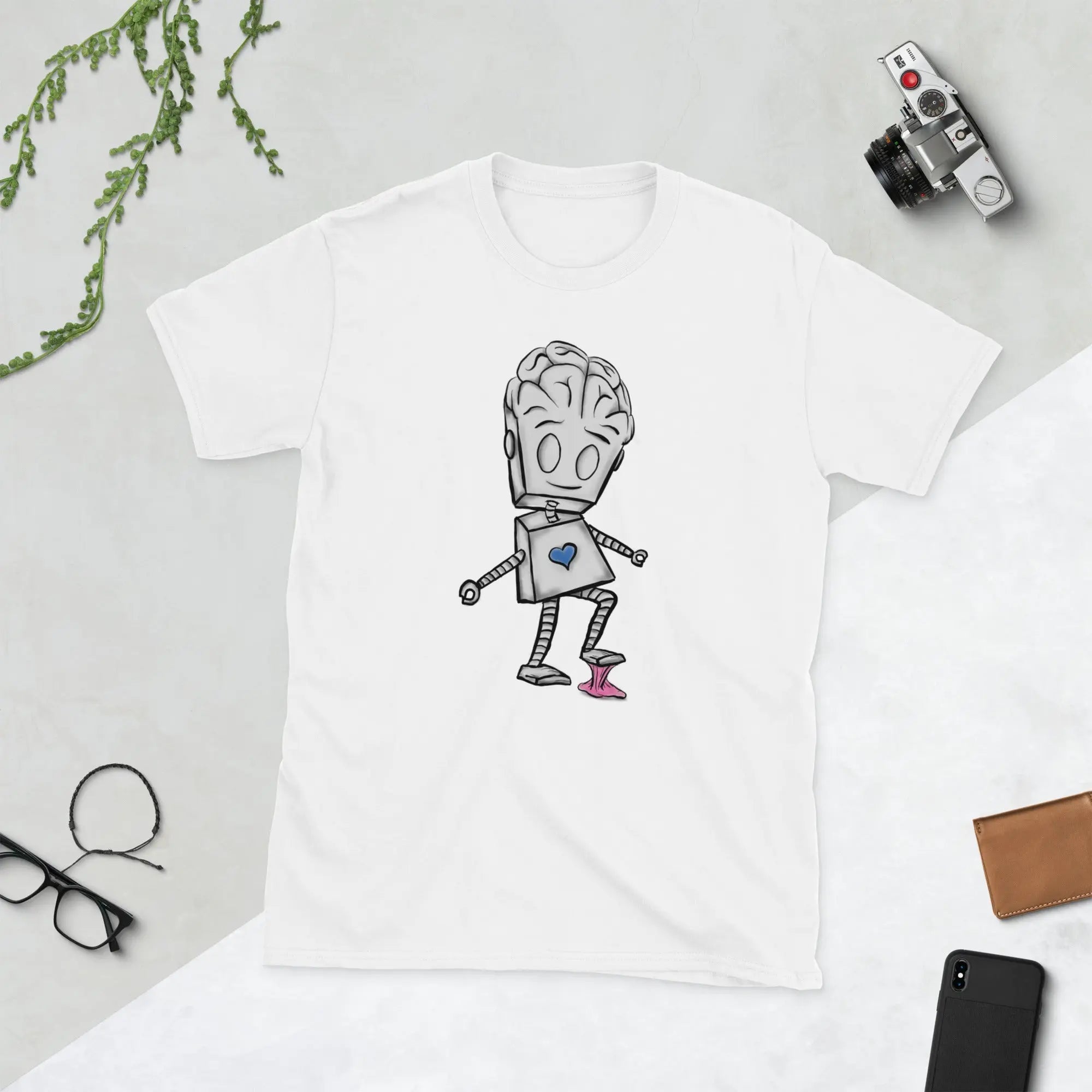 Premium Unisex Robot T-Shirt - Balance of Heart & Mind Design | Cute Graphic Tee for Casual Wear, Gifts & Geek Fashion
