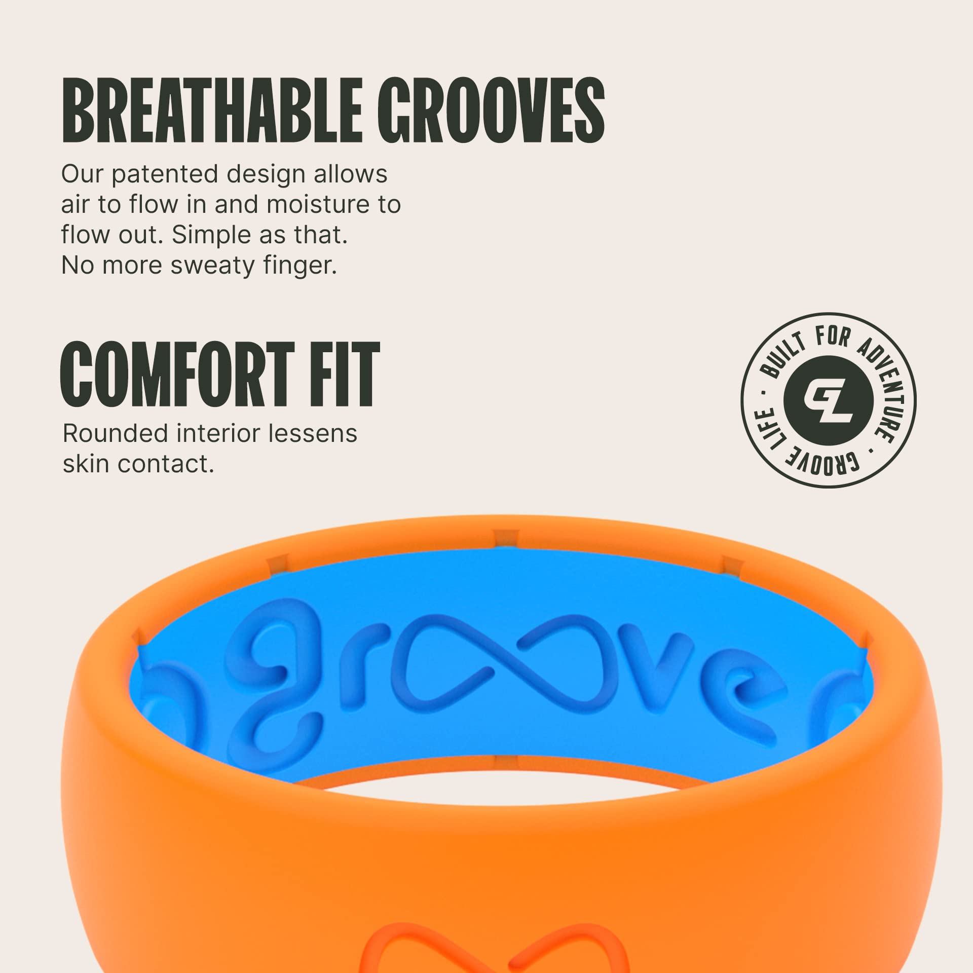 Groove Life Solid Silicone Ring for Men - Breathable Rubber Wedding Band with Lifetime Warranty, Unique Comfort Fit Design - Perfect for Active Lifestyles, Gym, Swimming & Outdoor Adventures