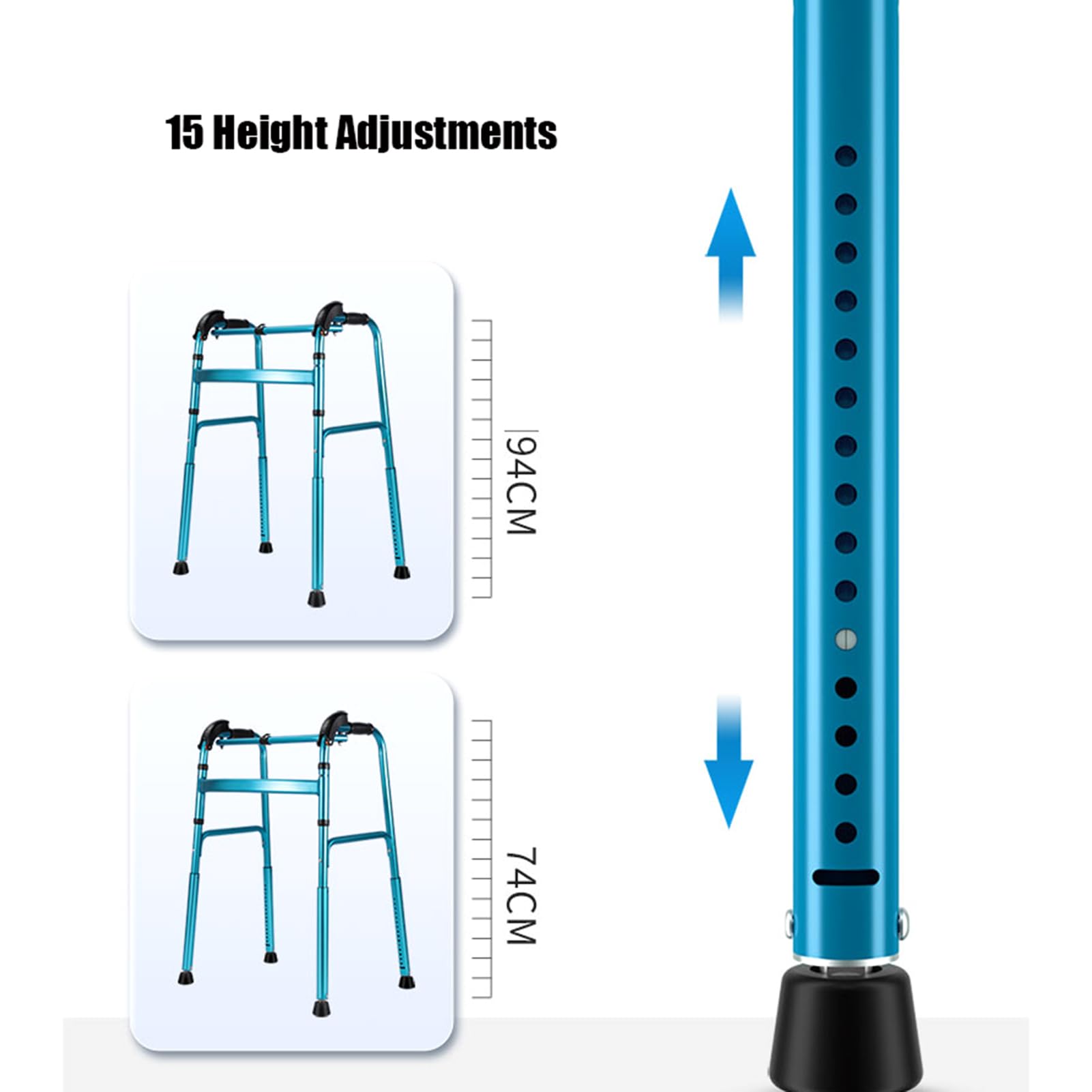 Foldable Aluminum Adult Walker with Stair Climbing Ability - Lightweight Mobility Aid for Seniors & Disabled - Ideal for Indoor/Outdoor Stairs & Daily Walking Assistance