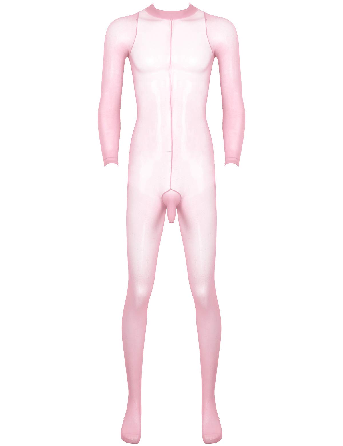 FEESHOW Men's Ultra-Thin Mesh Sheer Tights - Full Body See-Through Pantyhose for Crossdressing, Cosplay & Sensual Wear - Perfect for Stage Performances, Halloween Costumes & Intimate Moments