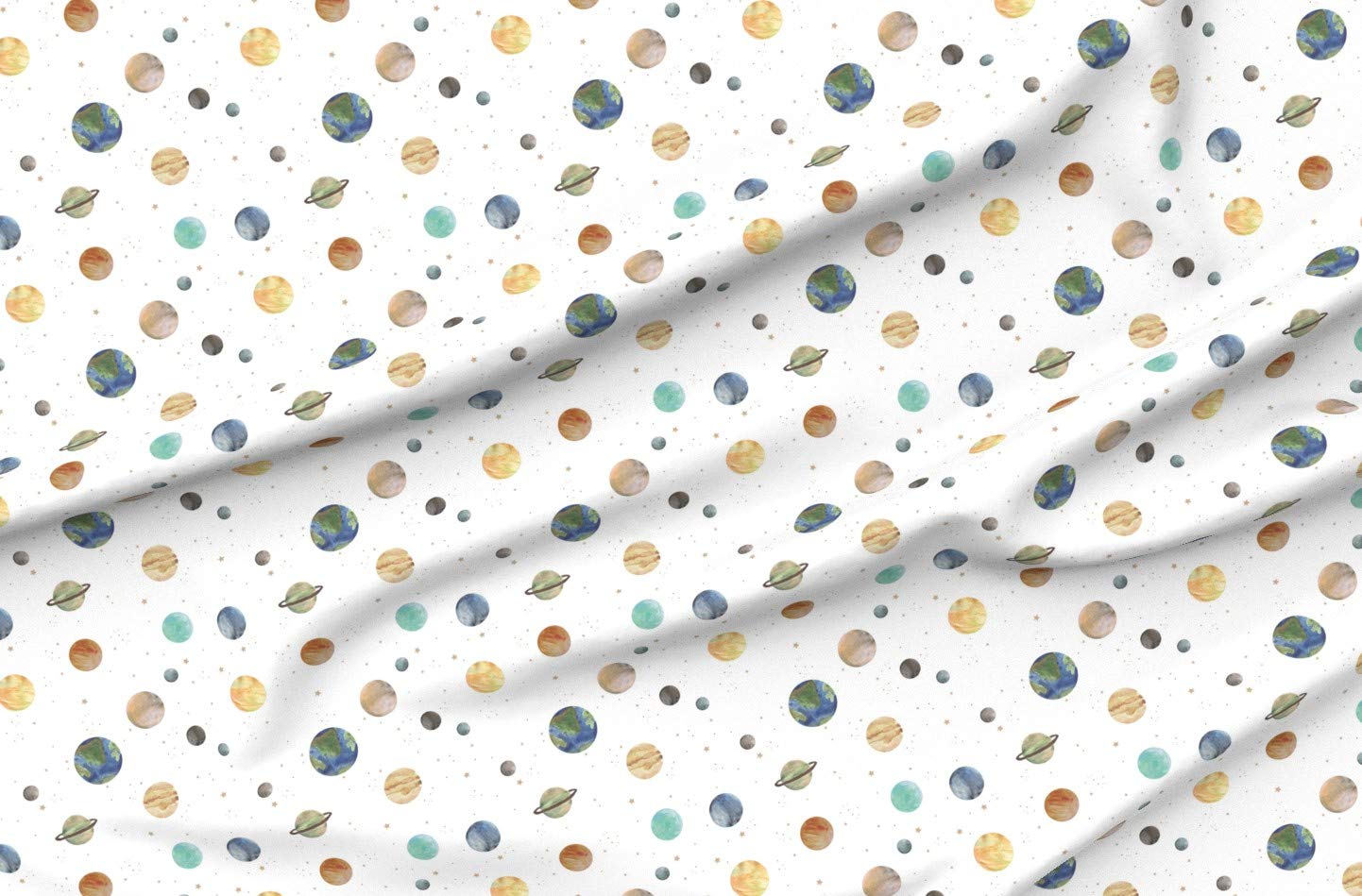 Solar System Printed Chiffon Fabric by The Yard - Space Nursery Theme with Planets & Stars - Perfect for Sewing Dresses, Fashion Apparel & Home Decor | Astronomy-Themed DIY Projects, Kids Room Curtains & Decorative Pillows