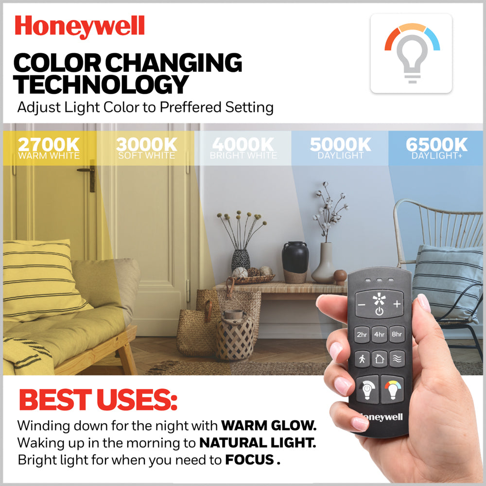 52 Inch Honeywell Eamon Matte Black Ceiling Fan with Light Kit and Remote Control - Quiet High Speed Cooling for Living Room, Bedroom, and Outdoor Patio