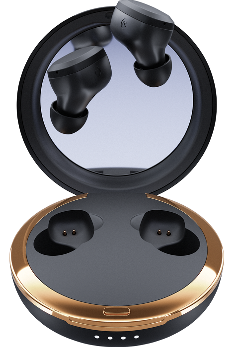 Happy Plugs Adore True Wireless Bluetooth Earbuds with Built-in Makeup Mirror - 2 Stylish Colors | Perfect for Gym, Travel & Daily Use (Limited Time Sale)