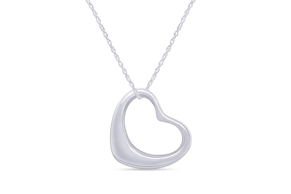 Affy Open Heart 925 Sterling Silver Pendant Necklace for Women - 18