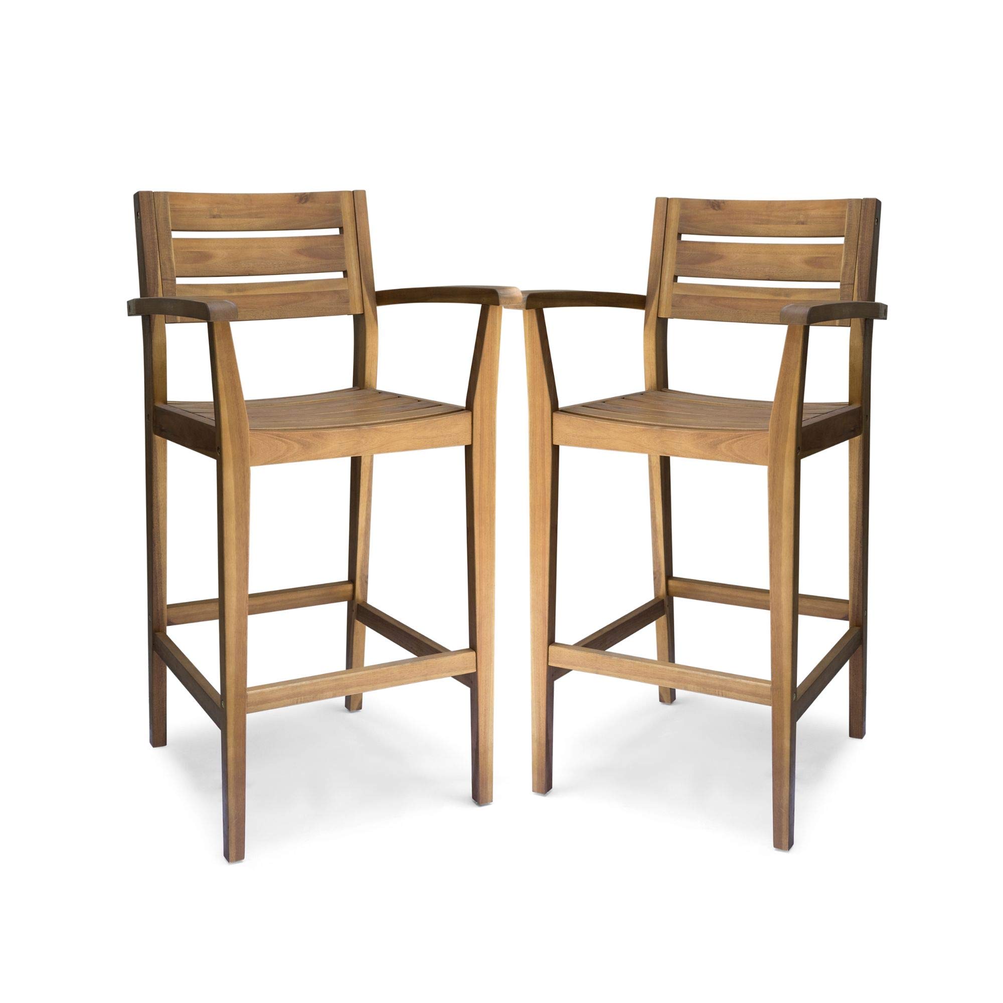 Set of 2 Modern Brown Outdoor Bar Stools 45.5 Inch Height - Perfect for Patio, Deck, Backyard & Poolside Seating
