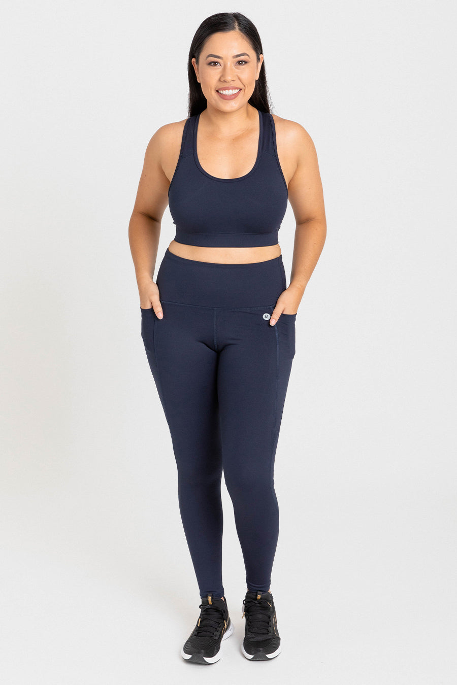 High Waist Yoga Leggings for Women - Navy Blue Workout Running Training Pants - Perfect for Gym, Pilates & Lounge Wear