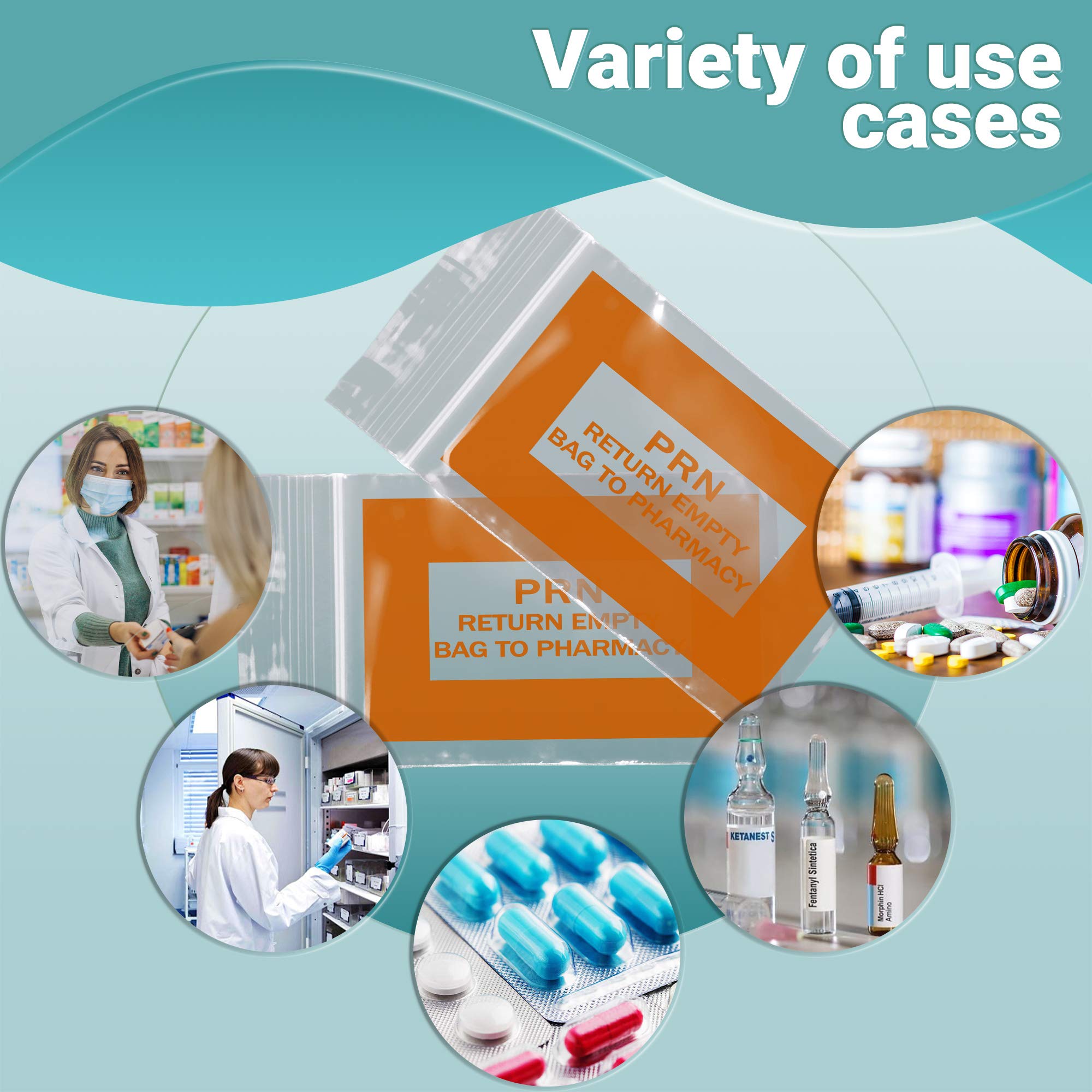 APQ 1000 Pack Orange PRN Bags 2x3 Inch - Clear 2 Mil Thick Zipper Printed Polyethylene Bags with Secure Seal Closure | Medical Storage Bags for Pharmacy, Infirmary & Healthcare Supplies | Perfect for Organizing Pills, Medical Samples & First Aid Kits