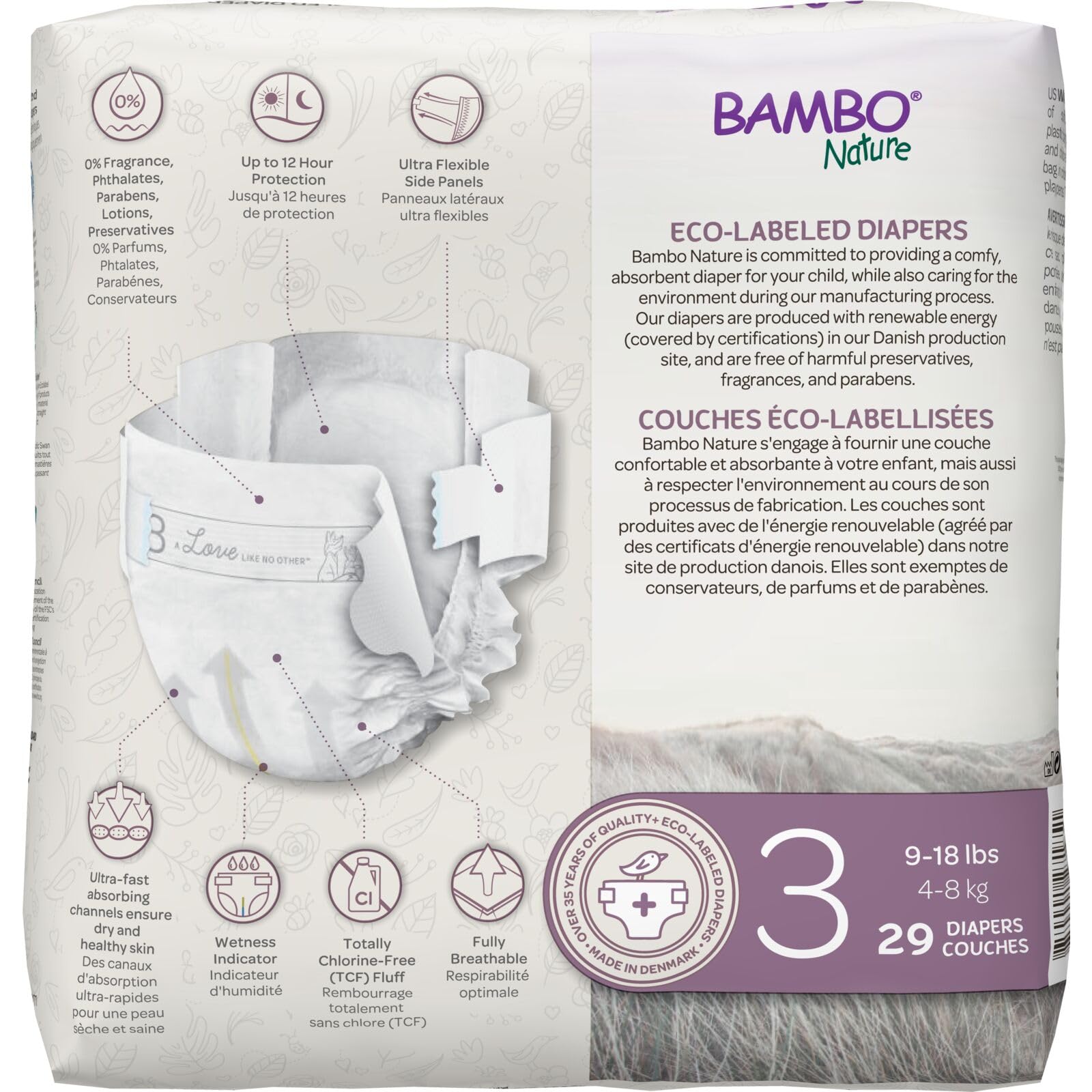 Bambo Nature Hypoallergenic Baby Diapers Size 3 (348 Count) - Eco-Friendly, Chlorine-Free, Super Absorbent with Leak Protection | Gentle for Sensitive Skin, Perfect for Overnight Use & Active Babies