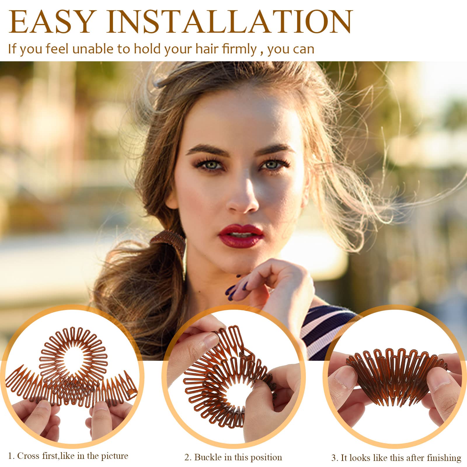 20 Pcs Flexible Circular Stretch Comb Headbands - 90s Retro Hair Accessories for Women, Yoga, Sports (Black, Coffee, Clear, White) | Perfect for Workouts, Dance, and Everyday Styling
