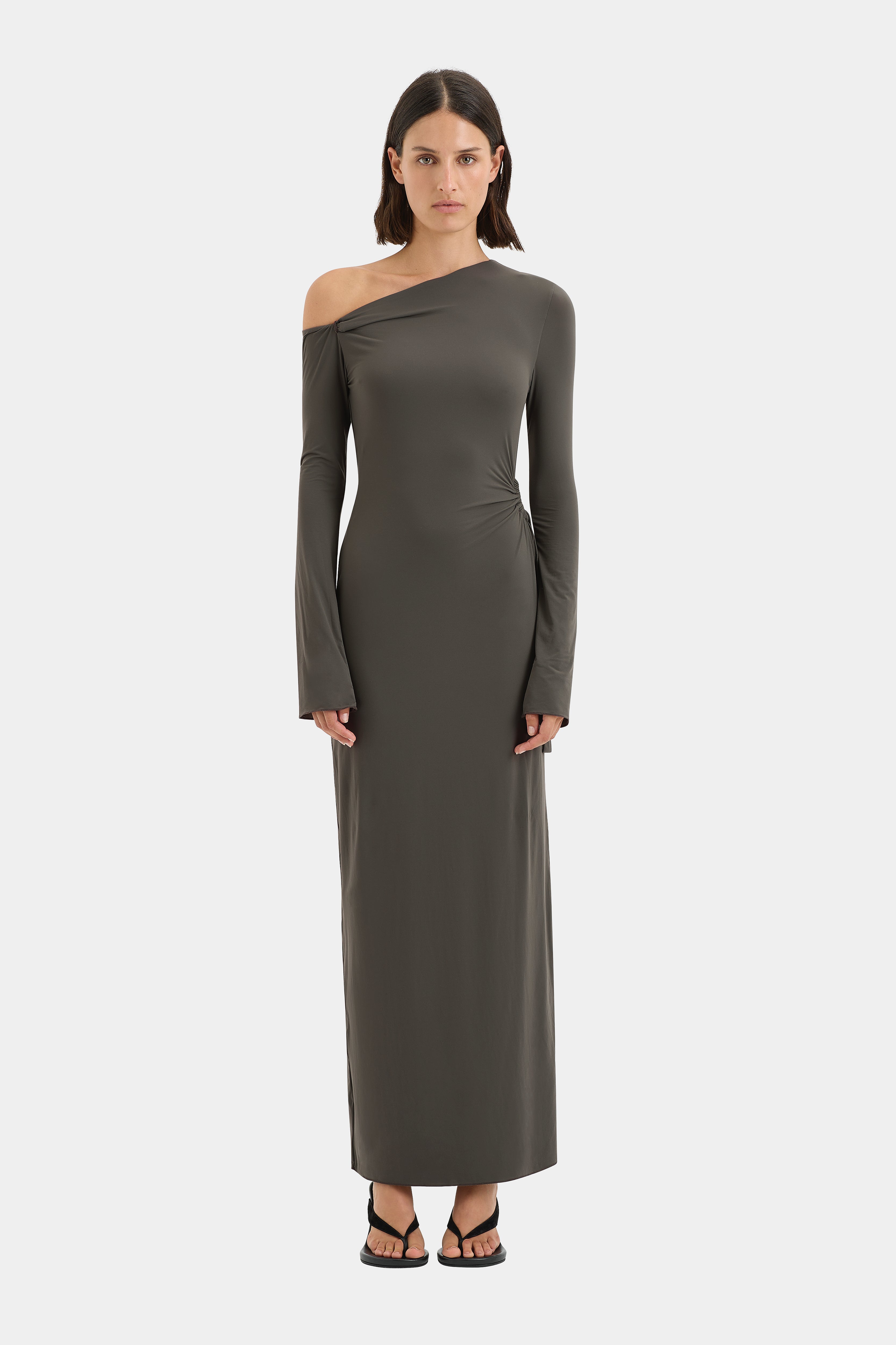 Hana Tie Maxi Dress for Women - Flowy Summer Beach Dress with Side Slit & Belt - Perfect for Vacations, Weddings, and Date Nights