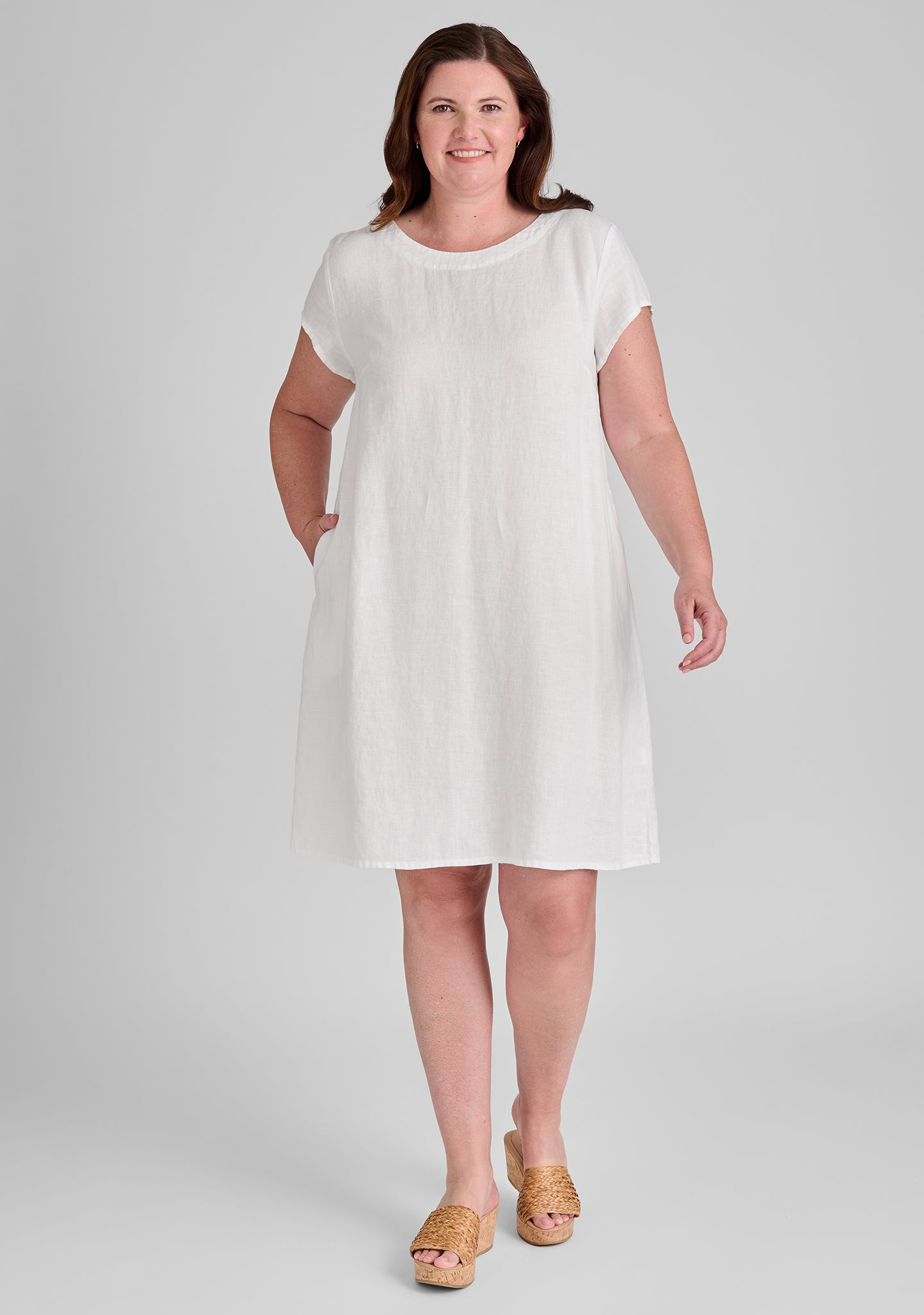 Tuck Back Linen Shift Dress - Women's Casual Summer Dress for Beach, Office & Everyday Wear