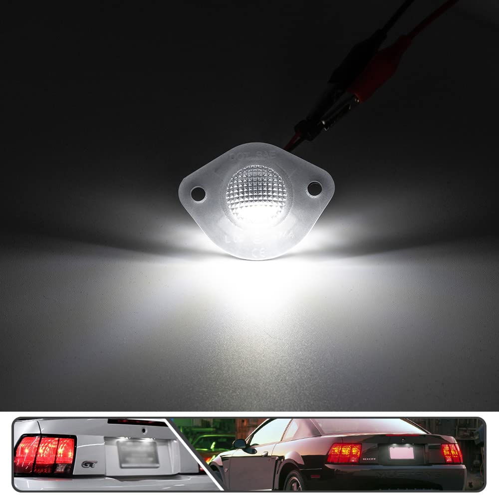 2Pcs LED License Plate Lights for Ford Mustang 1994-2004 - High Power SMD Xenon White LED Bulbs, Error Free, Easy Installation - Perfect for Night Driving & Car Customization