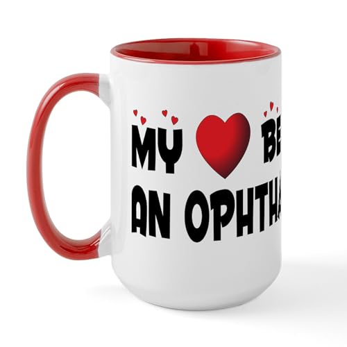 White/Red Inside - Belongs To An Ophthalmologist Large Mug