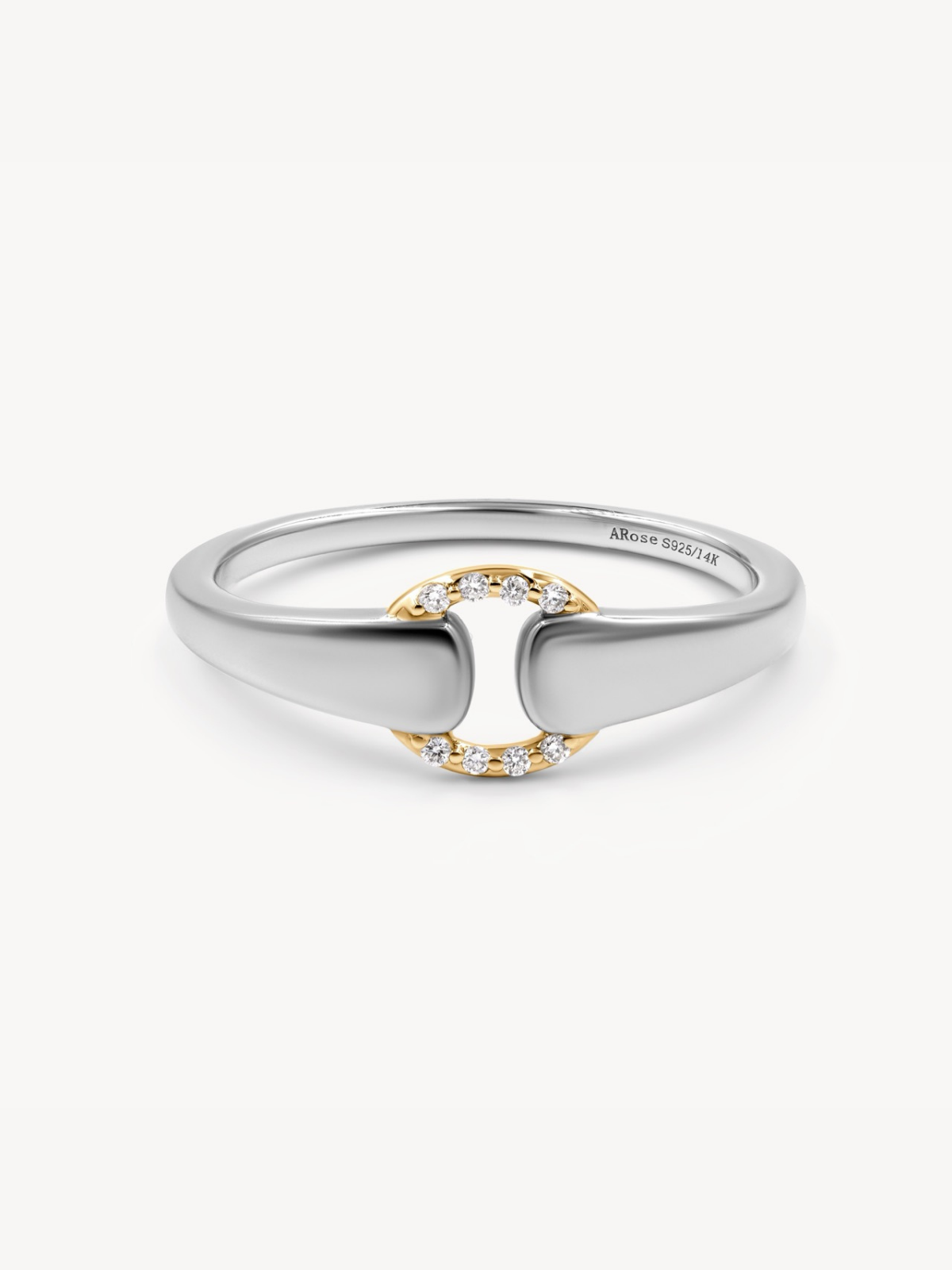 Mixed Metal Diamond Buckle Ring for Women - Elegant Stackable Jewelry for Everyday Wear, Anniversary Gifts & Special Occasions
