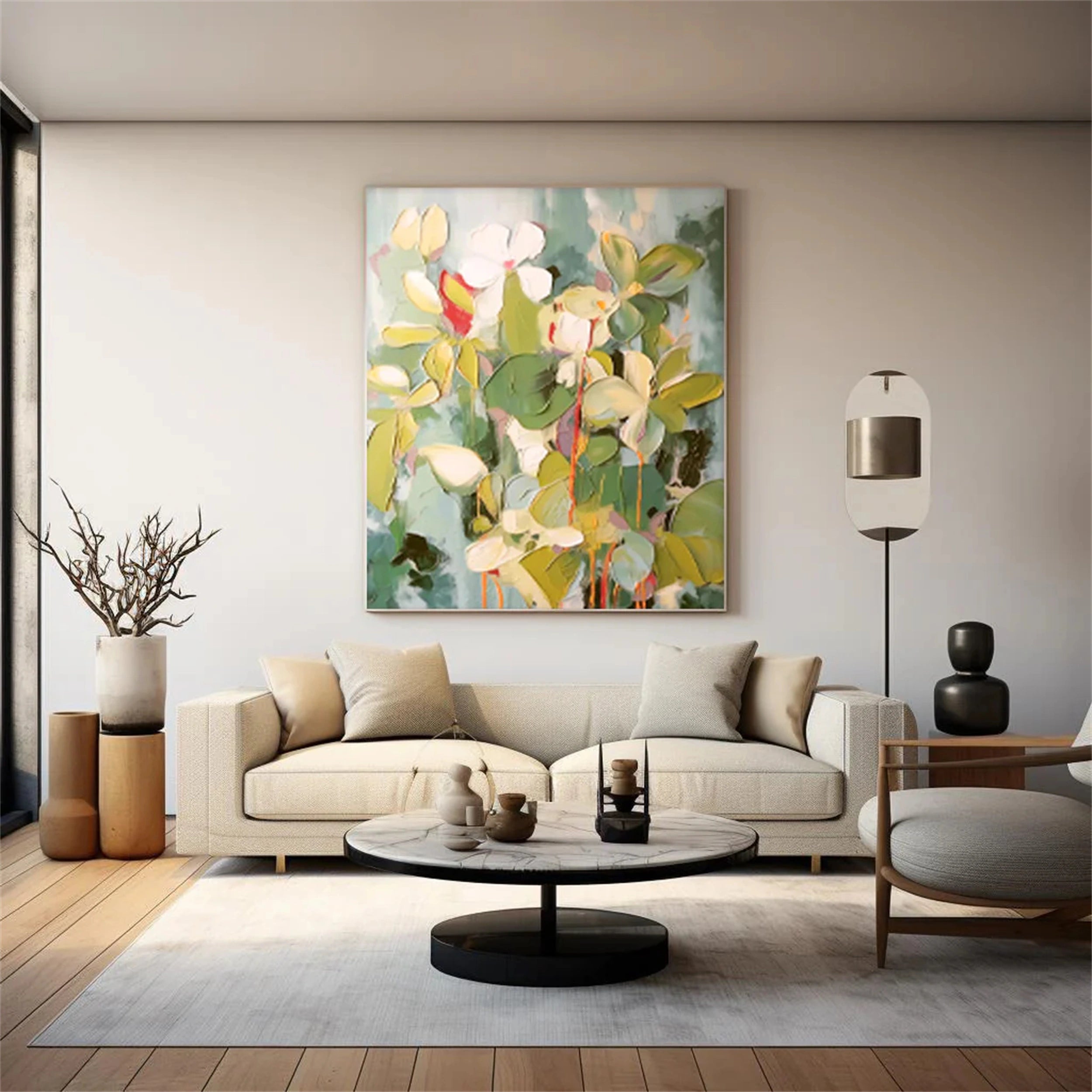 Beautiful Flower and Tree Canvas Painting #FT057 - Perfect for Home Decor, Living Room, Bedroom & Office Wall Art