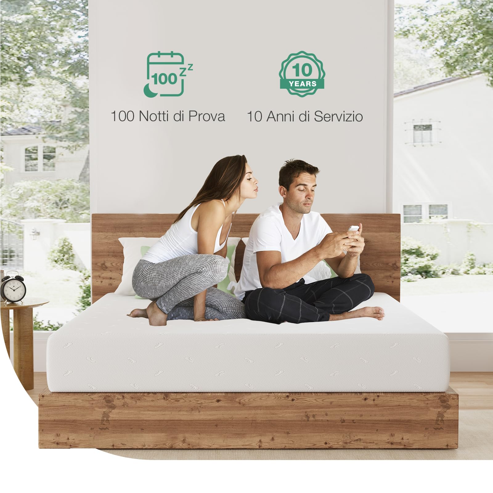 Novilla 140x200cm Queen Size Mattress, 18cm Height, Gel Memory Foam with Bamboo Fiber Breathable Cover, Perfect Support & Skin-Friendly - Ideal for Couples, Bedrooms & Guest Rooms