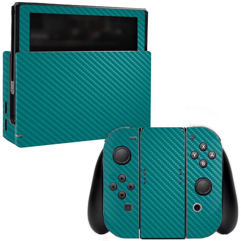 Premium Carbon Fiber Skin for Nintendo Switch - Solid Teal | Protective & Durable Textured Cover | Easy to Apply & Remove | USA Made | Perfect for Gaming Protection & Style Upgrade