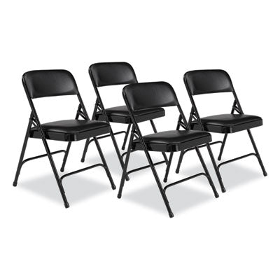 NPS Folding Chairs with Vinyl Seat - Set of 4 Heavy Duty Portable Chairs for Outdoor Events, Camping, Picnics & Home Use