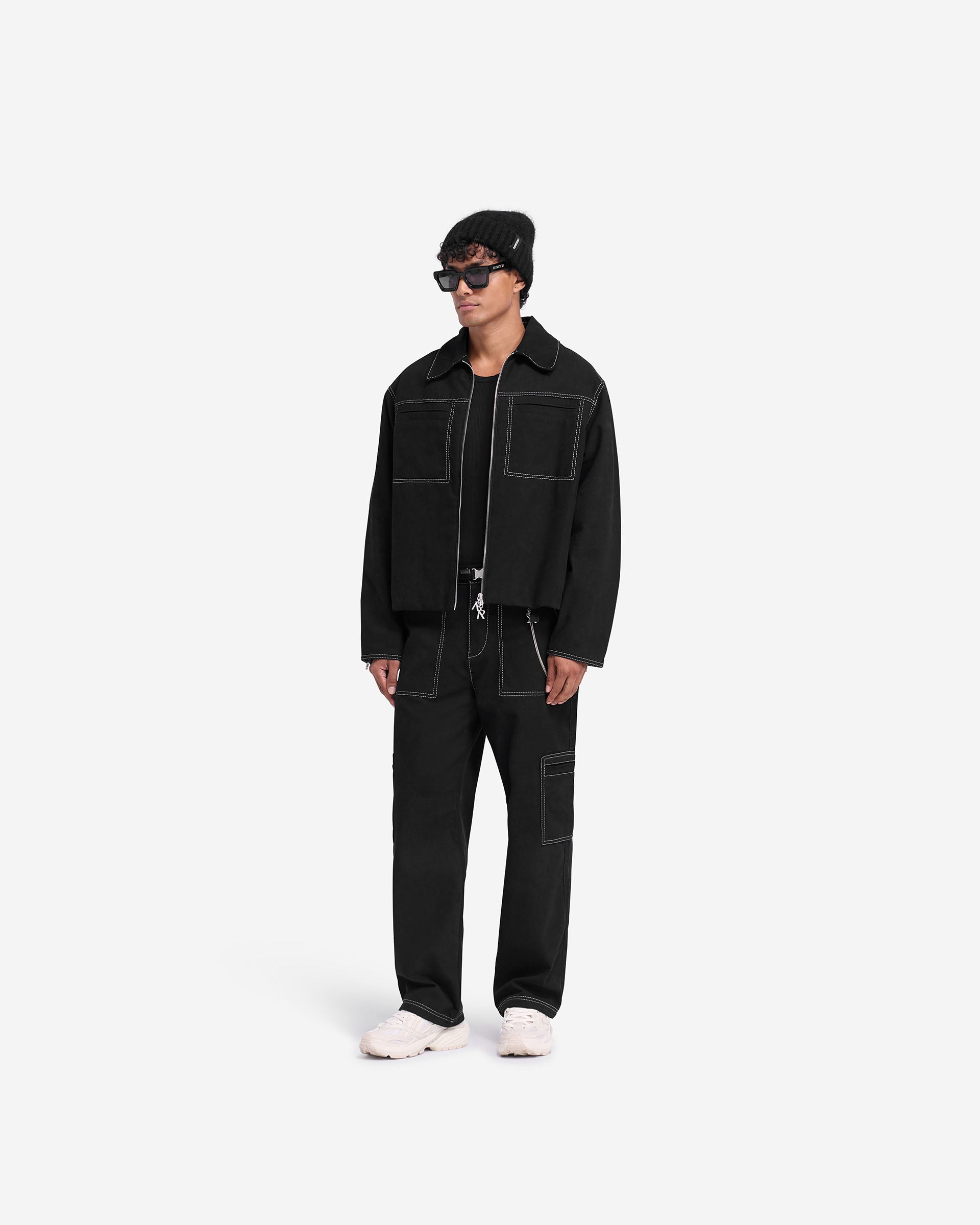 Contrast Stitch Smart Jacket for Men & Women | Slim Fit Lightweight Waterproof Windbreaker | Perfect for Outdoor Activities, Travel & Work Commute | Jet Black