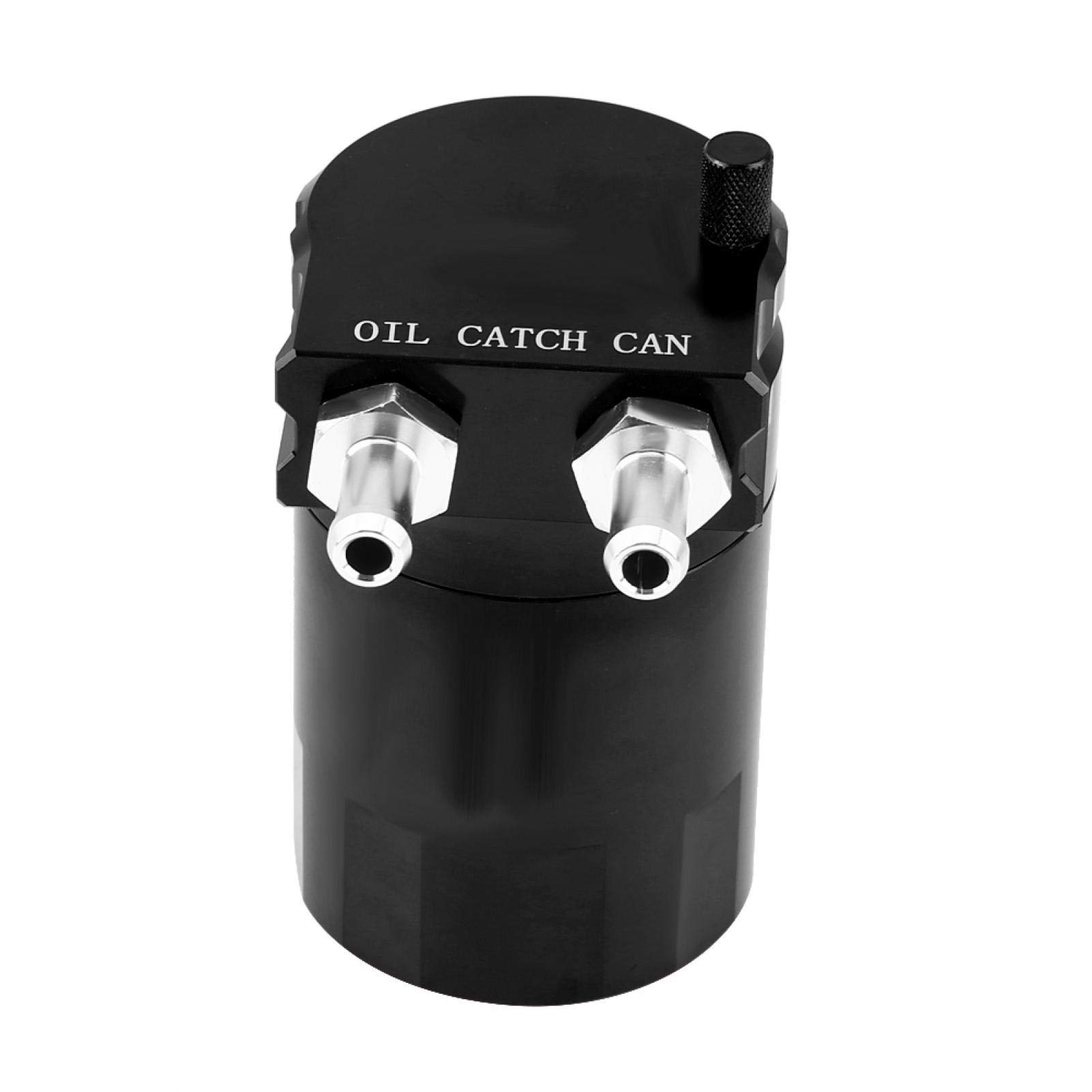 Universal Aluminum Engine Oil Catch Can Tank - Black - High Performance Oil Vent Reservoir for Car Modifications & Engine Upgrades - Perfect for Racing, Off-Road & Performance Tuning