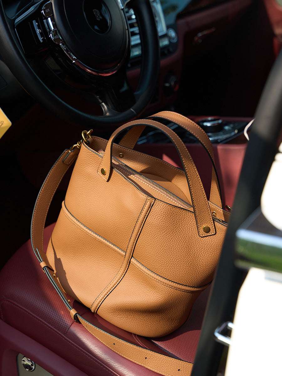 Stylish Leather Bucket Bag for Women - Fashionable Crossbody Shoulder Handbag - Perfect for Work, Travel & Everyday Use