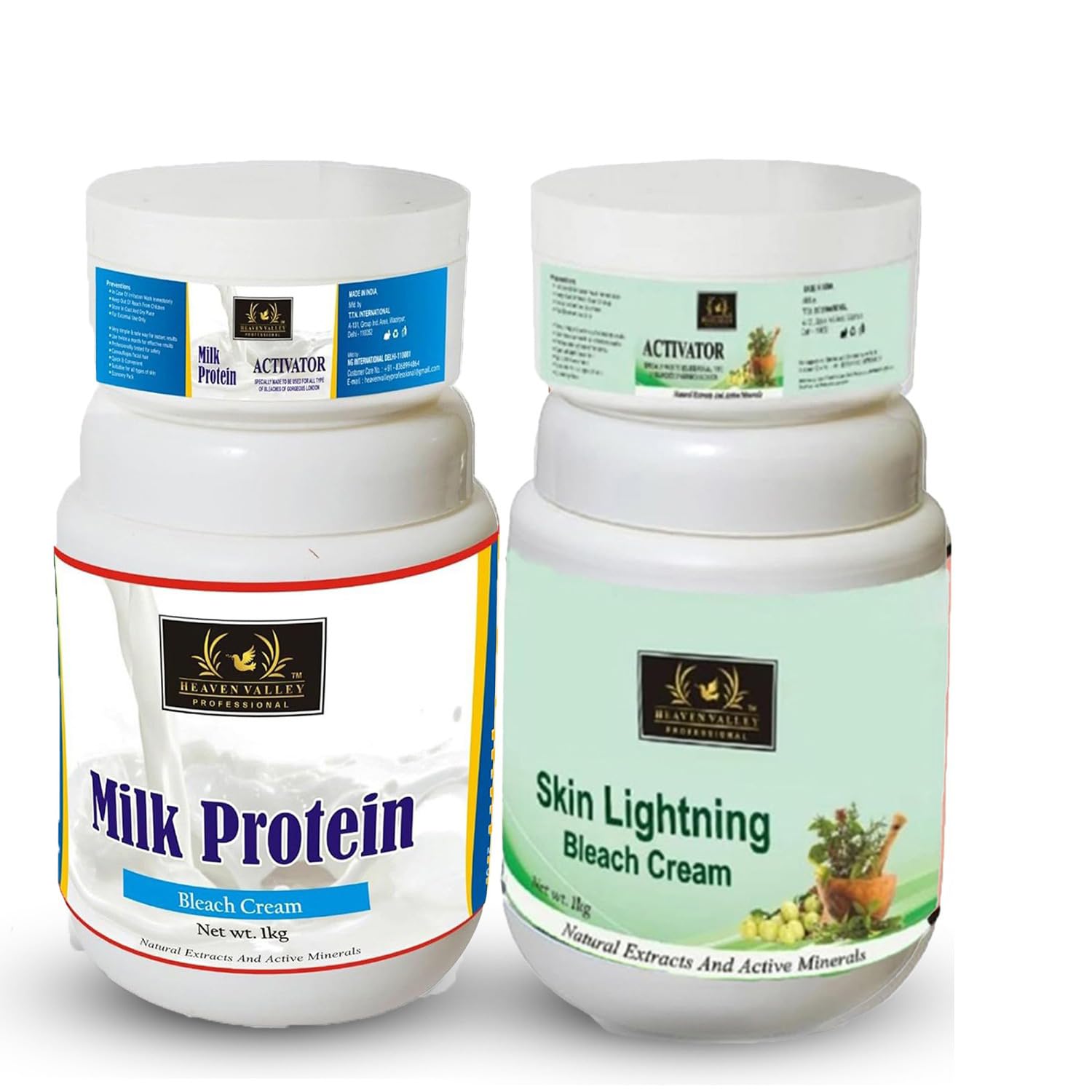 Heaven Valley Milk Protein & Skin Lightening Bleach Cream 1kg - Natural Extracts & Active Minerals for Brightening, Whitening & Even Skin Tone | Perfect for Daily Skincare, Dark Spot Treatment & Glowing Complexion