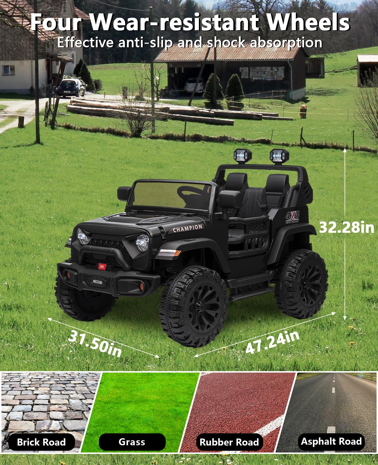 GARVEE 24V Kids Electric Ride On Car - 2 Seater XL Power Wheels for Boys & Girls Ages 3+ | 20