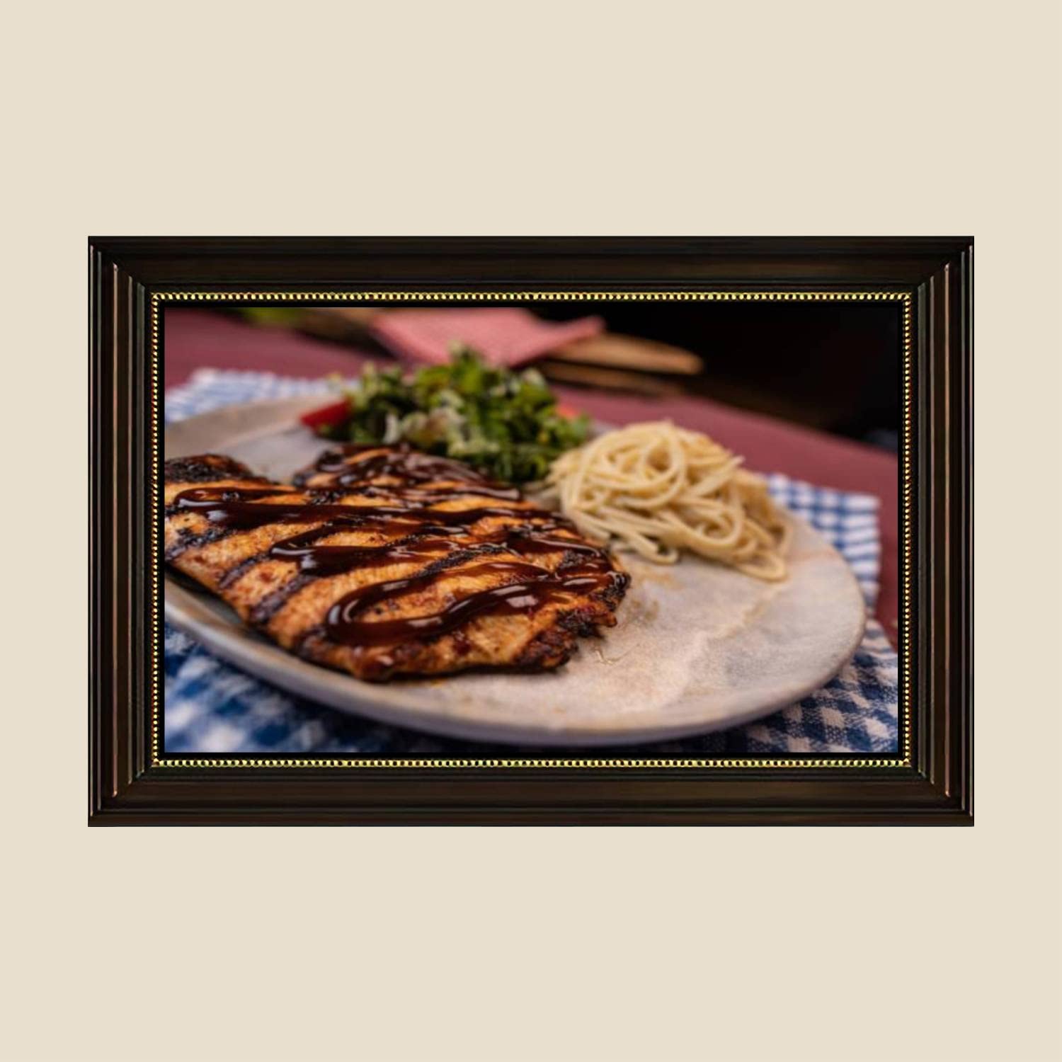 Grilled Chicken BBQ Sauce Canvas Wall Art Print - 24x36 Inch Retro Kitchen Decor Painting Poster, Ready to Hang for Dining Room & Home Decor | Perfect for Restaurant, Cafe & Foodie Gifts