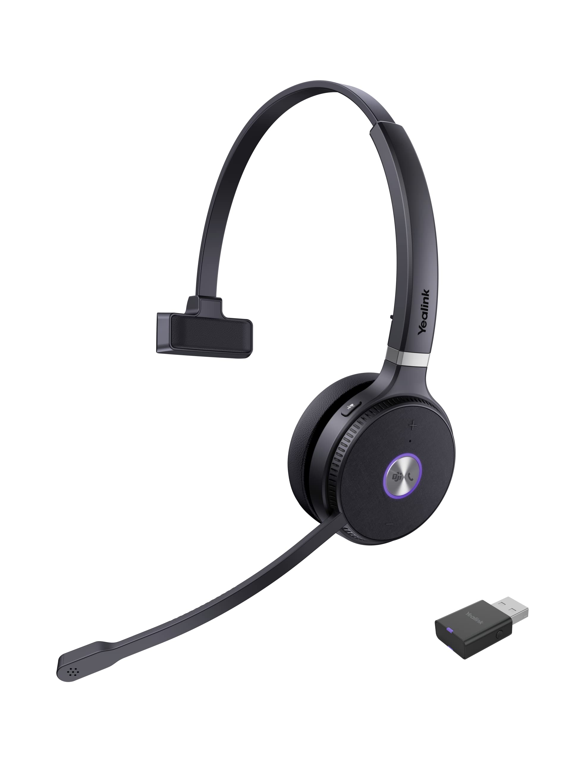 Yealink WH62 Wireless DECT Headset with Noise Canceling Mic - Certified for Teams, Zoom & Skype - Ultra Portable Office Headphone for PC, Laptop & VoIP Phones (393ft Range) - Perfect for Remote Work, Call Centers & Home Office Use