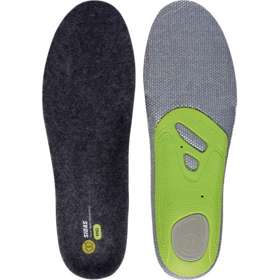 Sidas 3Feet Merino Mid Insoles - Premium Wool Arch Support Insoles for Hiking, Running & Outdoor Activities - Moisture-Wicking & Odor-Resistant Footbeds for All-Day Comfort