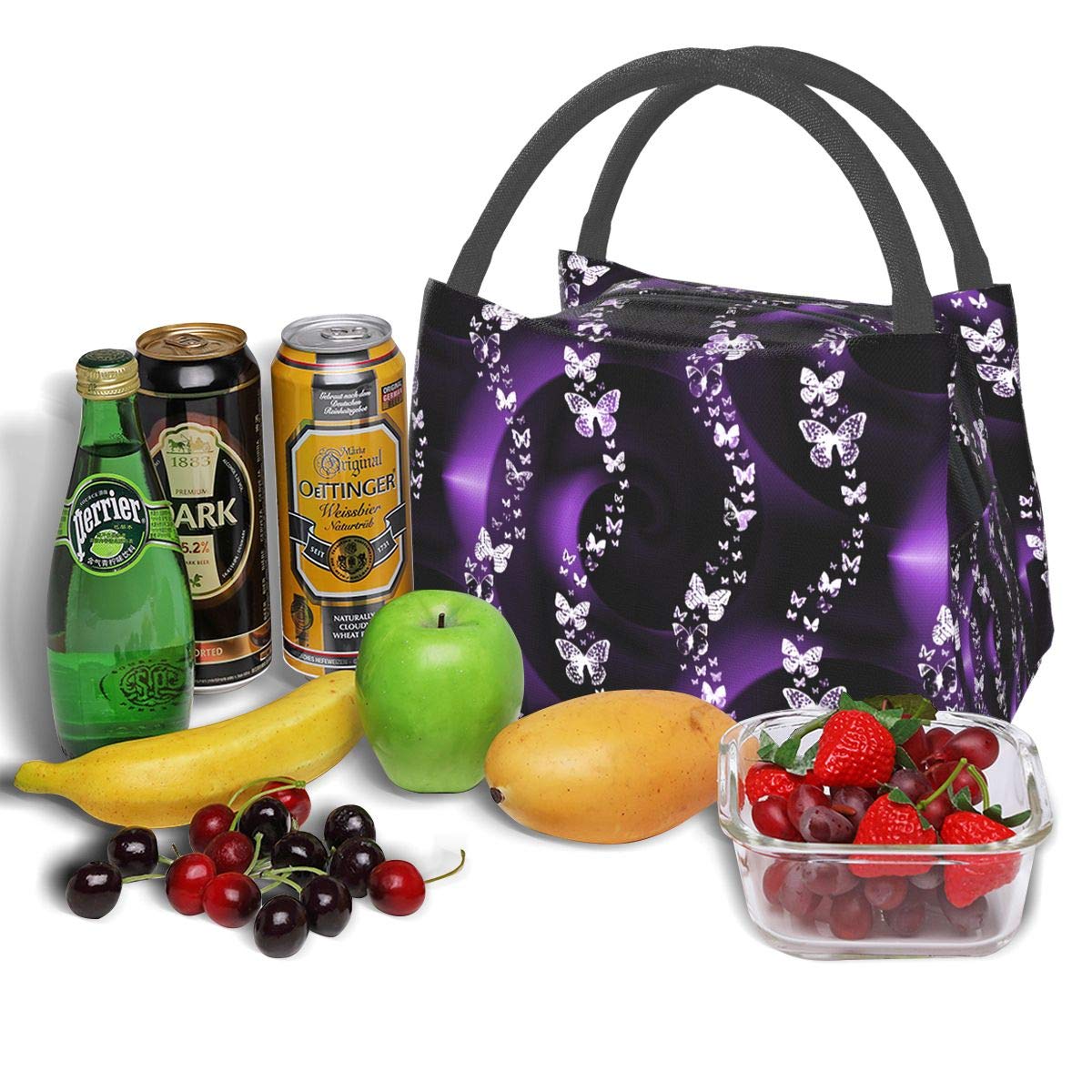 Insulated Purple Butterfly Lunch Bag for Women - Leakproof Cooler Tote for Work, School & Picnics | BPA-Free Reusable Lunch Box