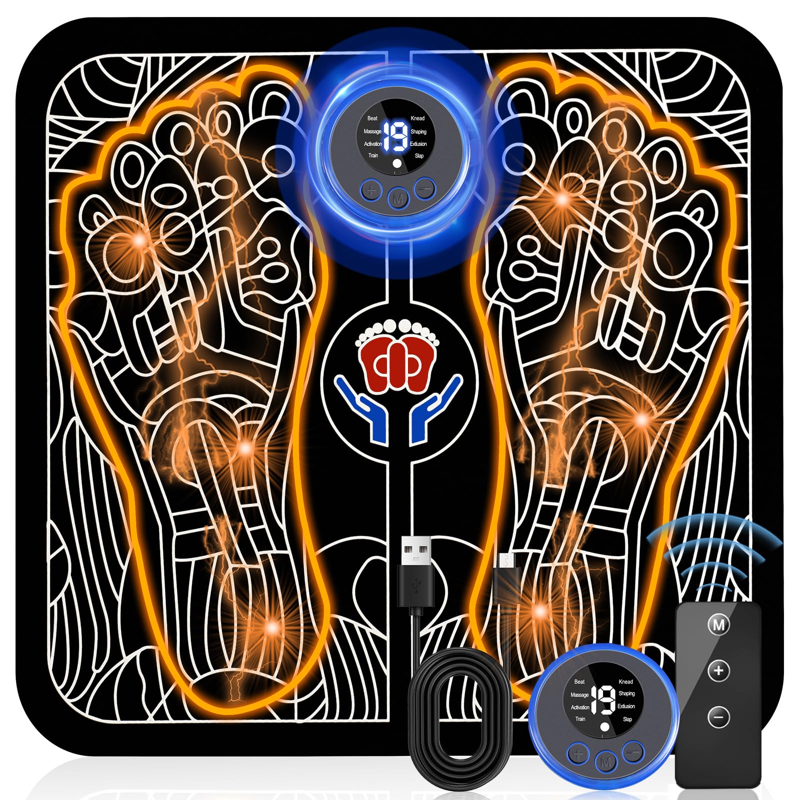 UVUBXT EMS Foot Stimulator - Portable Electric Foot Massager for Pain Relief & Relaxation | Compact Design for Home, Office & Travel Use | Perfect for Muscle Recovery, Stress Relief & Improved Circulation
