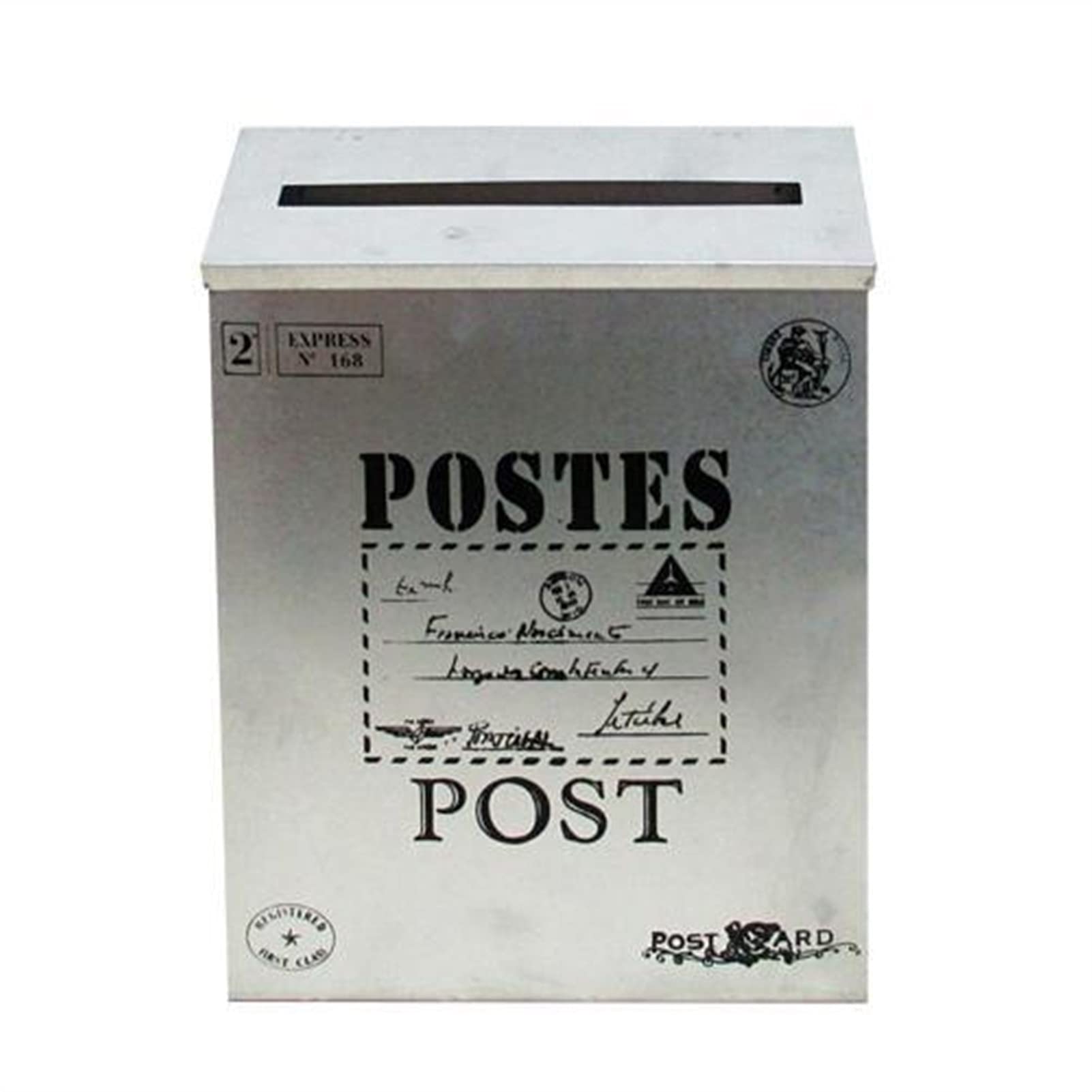 Vintage White Iron Wall Hanging Mailbox - Rustic Postal Letter & Newspaper Holder for Home, Garden, or Office Decor - Perfect for Front Porch, Farmhouse, or Cottage Style