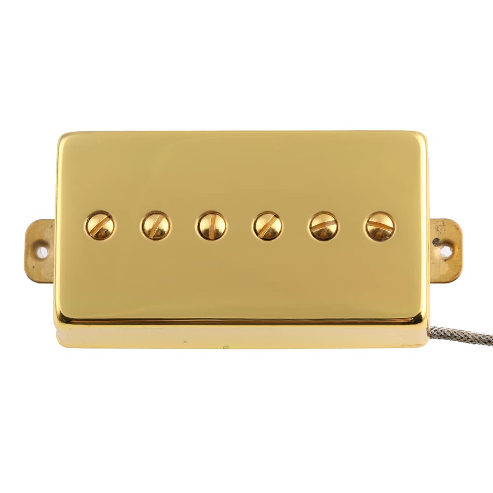 Alnico 5 Magnet Humbucker Sized P90 Electric Guitar Pickups - Gold Neck & Bridge Set for Blues, Rock & Jazz - Perfect for Les Paul, SG & Semi-Hollow Body Guitars
