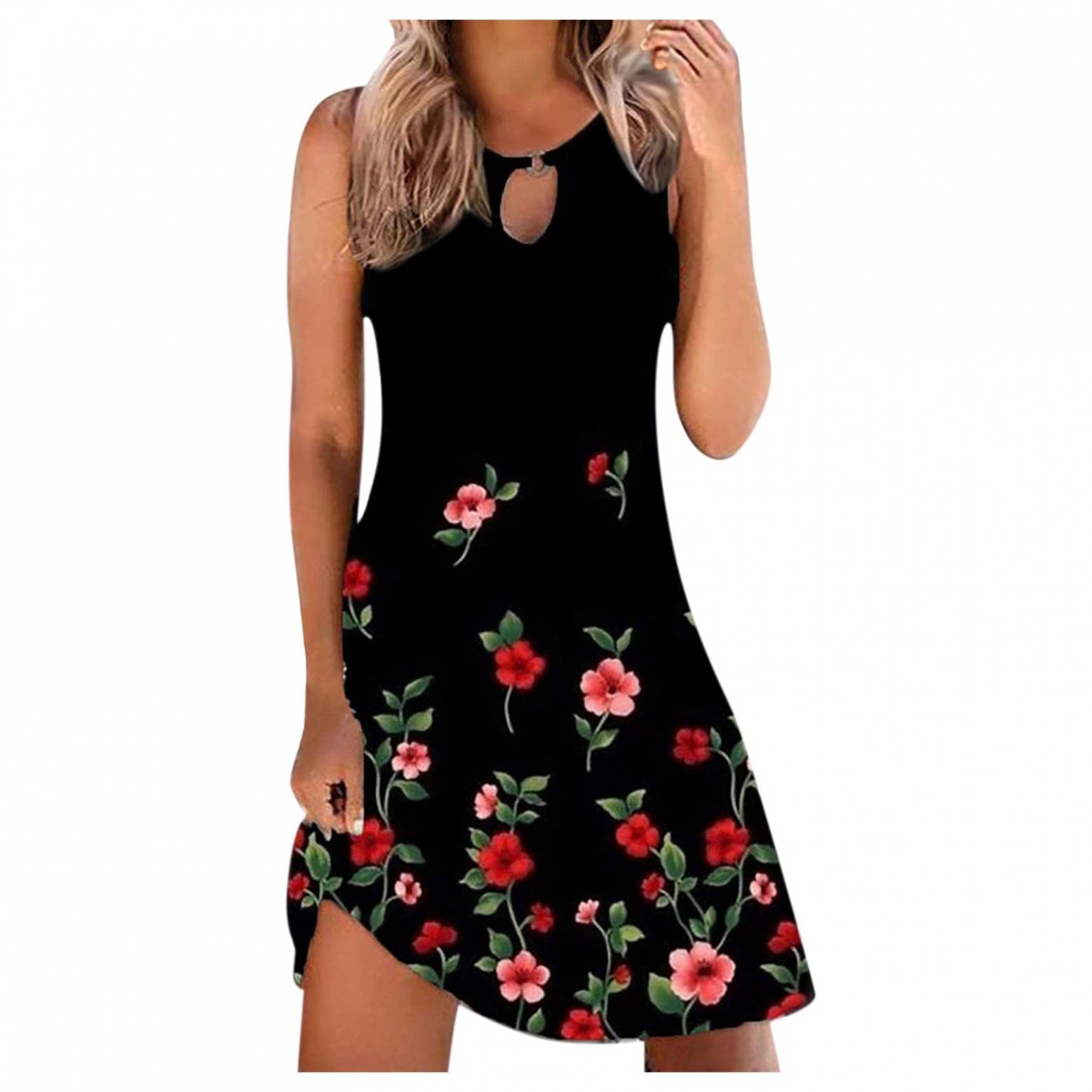 FABIURT Women's Casual Summer Dresses - Striped Printed Sleeveless Boho Mini Sundress | Perfect for Beach Outings, Vacations & Summer Parties