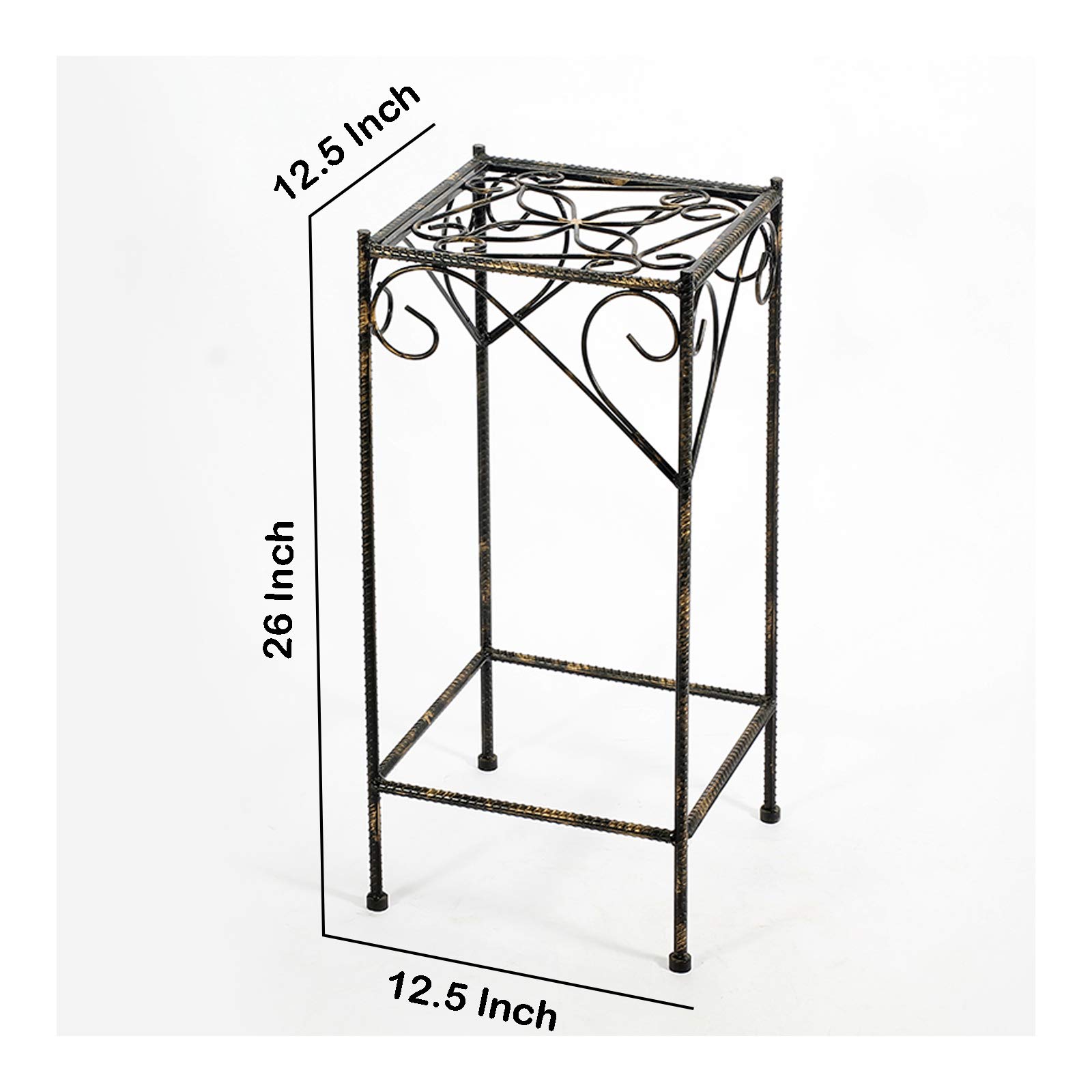 Benjara BM216725 Large Black Scrolled Metal Frame Plant Stand with Square Top - Perfect for Indoor/Outdoor Home Decor, Garden, Patio & Living Room