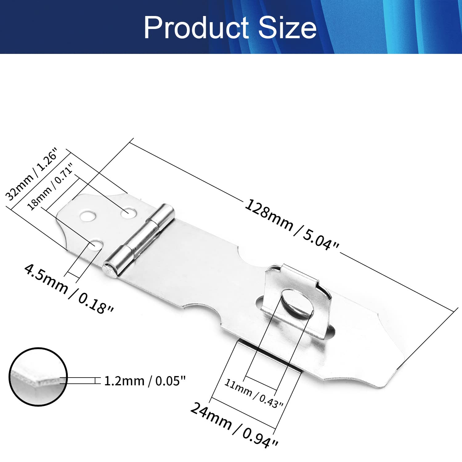 Stainless Steel Knob Hasp Lock with Keys - 5PCS Set for Small Doors, Cabinets, File Drawers & Freezer Security (128mm/5
