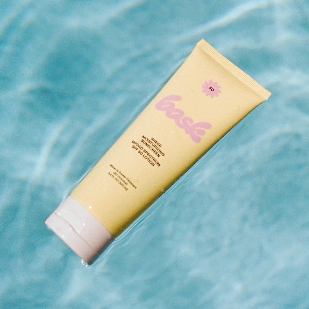 Bask SPF 50 Sheer Moisturizing Lotion - Lightweight Daily Sunscreen for Face & Body, Hydrating & Non-Greasy - Perfect for Beach, Pool & Outdoor Activities