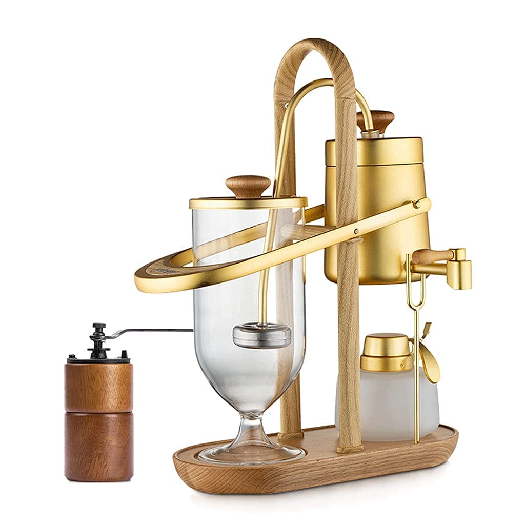 Premium Belgian Siphon Coffee Maker - European Semi-Automatic Vacuum Brewer for Home & Office | Perfect for Coffee Enthusiasts & Cold Brew Lovers | Elegant Gold Finish | Ideal for Morning Brews, Entertaining Guests & Relaxing Coffee Moments