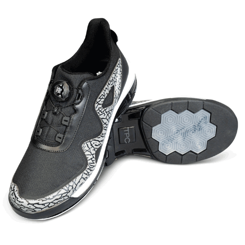 KR Strikeforce TPC The Gladiator Black/Stone High Performance Right Hand Bowling Shoes for Men - Perfect for League Play & Tournament Bowling