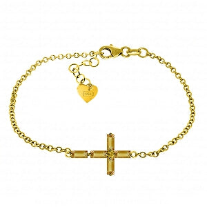 1.15 Carat 14K Solid Yellow Gold Cross Bracelet with Natural Citrine Gemstone - Elegant Religious Jewelry for Women, Perfect for Church, Weddings & Everyday Wear
