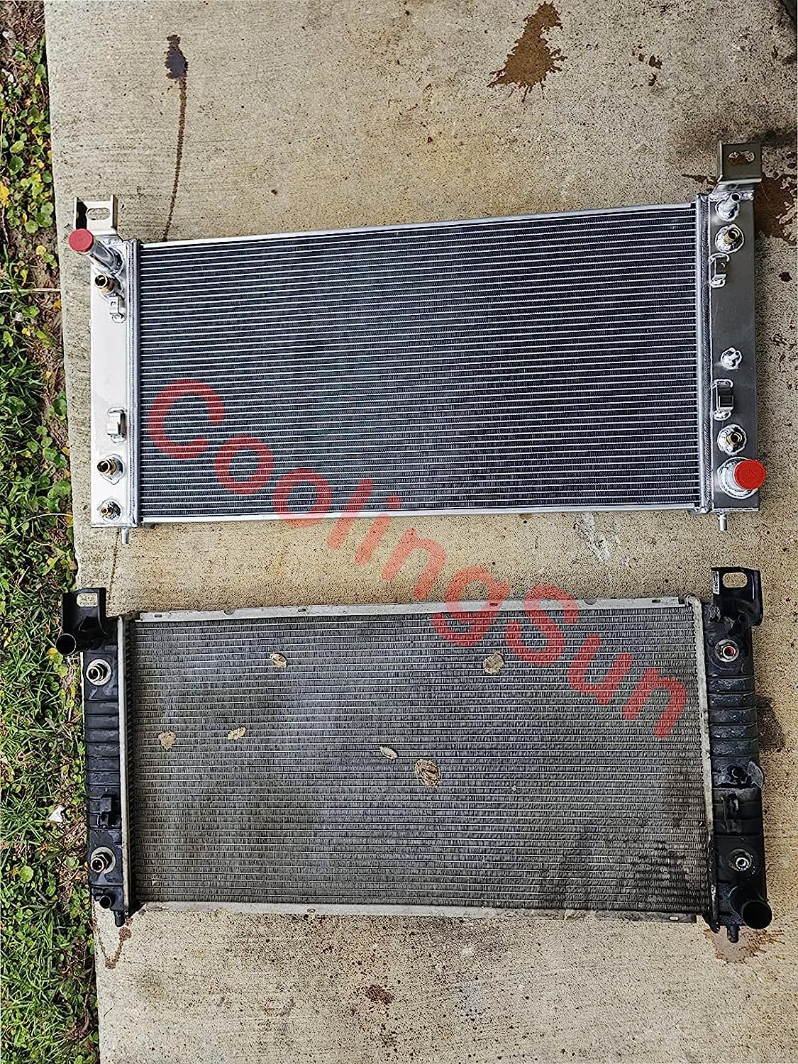 34 Inch Aluminum Radiator with Fan Shroud & Thermostat Kit - Compatible with Chevy Avalanche/Tahoe/Silverado/Suburban 1500-3500 HD, GMC Yukon XL/Sierra, Hummer H2, Cadillac Escalade (1999-2014 Models) - Heavy Duty Cooling Solution for Towing & Off-Road Adventures